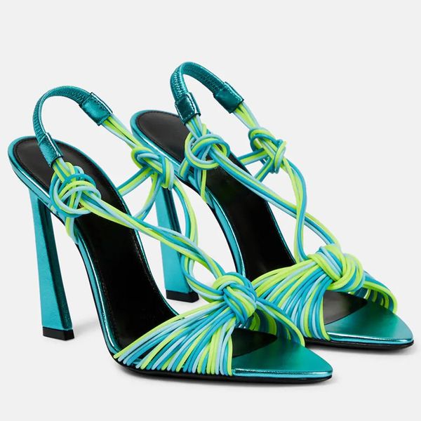 new summer slim high heel sandals colorful knitted thin ribbon pointed open toe women's large sandals, Black
new summer slim high heel sandals colorful knitted thin ribbon pointed open toe women's large sandals, Black