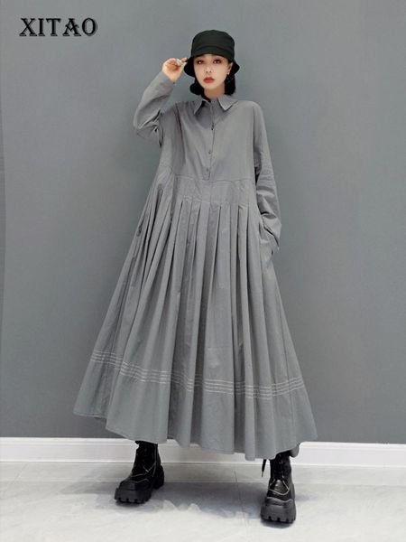 dresses xitao large sizer pleated shirt dress solid color loose splicing casual turndown collar spring autumn new long sleeve wmd2012, Black;gray
dresses xitao large sizer pleated shirt dress solid color loose splicing casual turndown collar spring autumn new long sleeve wmd2012, Black;gray