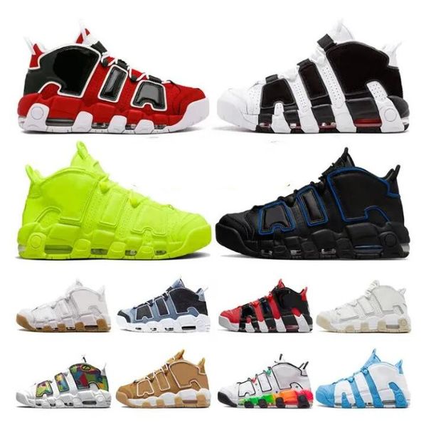 Image of TOP Air More Uptempos 96 Basketball Shoes Max Black Royal Action Grape Light Aqua Valerian Battle Blue Volt White Tatal Orange Hoops Barley Green 96s Trainer Sneakers