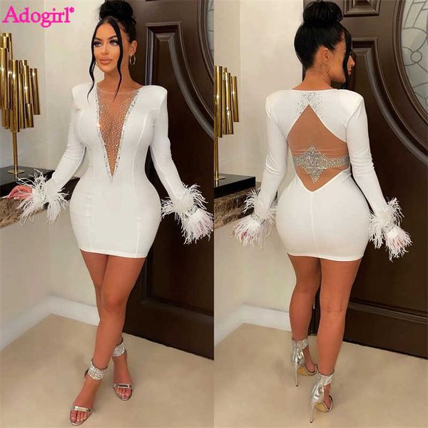 party dresses adogirl sheer mesh patchwork mini party dress women feathers long sleeve v neck backless bodycon night clubwear j230417, White;black
party dresses adogirl sheer mesh patchwork mini party dress women feathers long sleeve v neck backless bodycon night clubwear j230417, White;black
