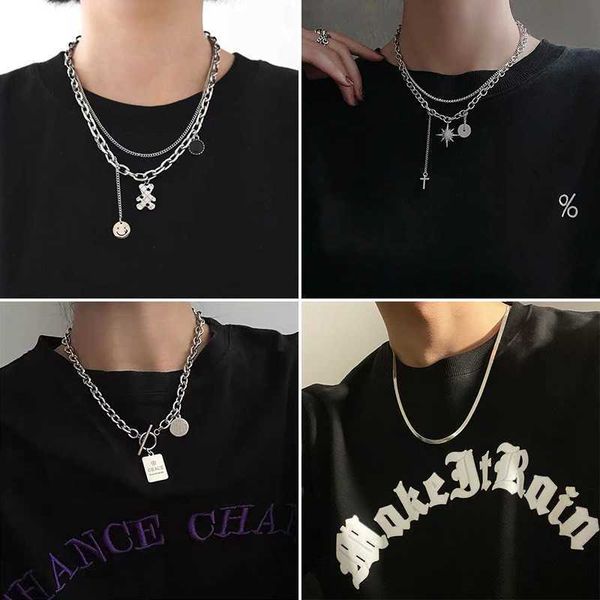 pendant necklaces fashion women's wind superimposed necklace y2k style doublelayer titanium steel for girls and boys jewelry accessorie, Silver
pendant necklaces fashion women's wind superimposed necklace y2k style doublelayer titanium steel for girls and boys jewelry accessorie, Silver