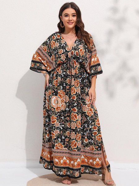 dresses finjani plus size women dress retro floral print deep vneck split thigh dress high waist maxi dresses 4xl, Black
dresses finjani plus size women dress retro floral print deep vneck split thigh dress high waist maxi dresses 4xl, Black