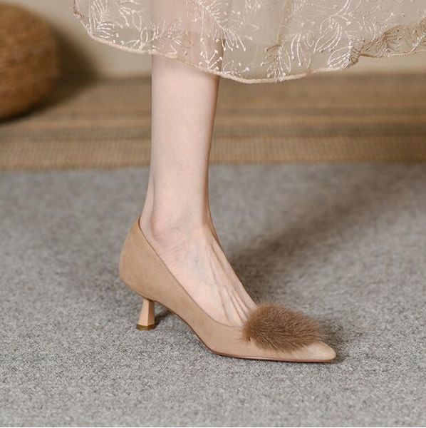 elegant fashion pointed toe high heeled shoes fur slip on lady wedding bridal dress shoes suede office shoe, Black
elegant fashion pointed toe high heeled shoes fur slip on lady wedding bridal dress shoes suede office shoe, Black