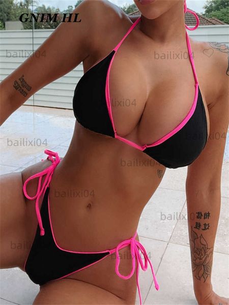 women's swimwear gnim triangle micro bikini swimwear women 2022 summer women's swimsuit 2 pieces set backless high cut swim bathin, White;black
women's swimwear gnim triangle micro bikini swimwear women 2022 summer women's swimsuit 2 pieces set backless high cut swim bathin, White;black