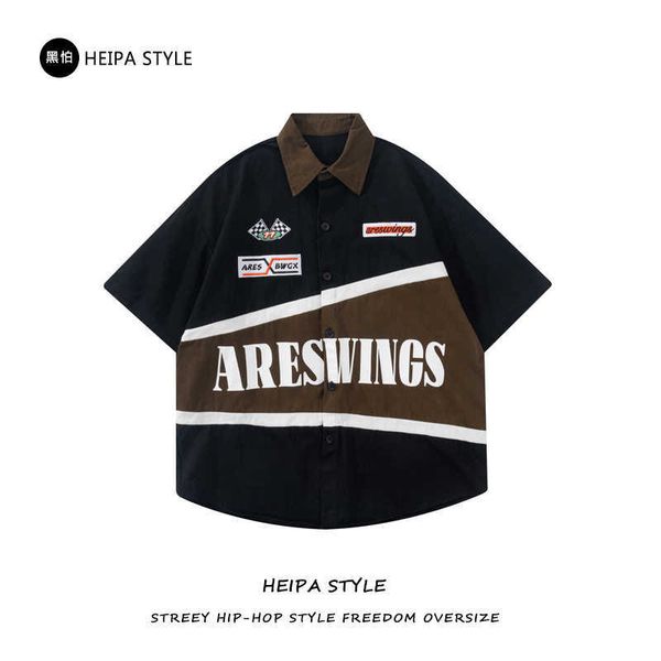 men's casual shirts original american retro embroidery heavy locomotive short sleeved shirt men's fashion brand summer fried stree, White;black
men's casual shirts original american retro embroidery heavy locomotive short sleeved shirt men's fashion brand summer fried stree, White;black