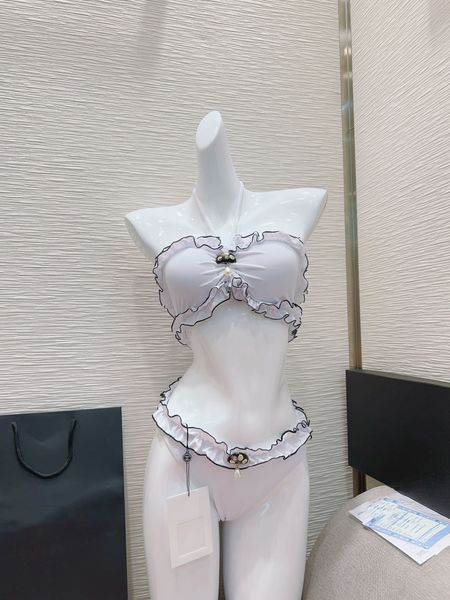 designer bikini new bikini solid swimsuit lotus edge swimsuit tie up swimsuit, White;black
designer bikini new bikini solid swimsuit lotus edge swimsuit tie up swimsuit, White;black