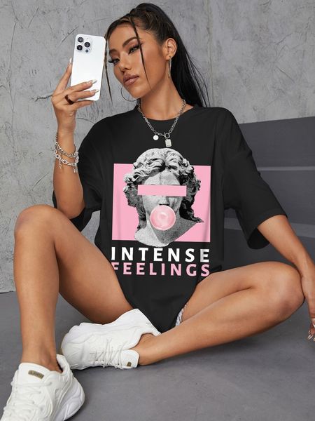 women's tshirt intense feelings street hip hop female tshirts loose oversize short sleeve 100% cotton soft summer breathable tee cloth, White
women's tshirt intense feelings street hip hop female tshirts loose oversize short sleeve 100% cotton soft summer breathable tee cloth, White