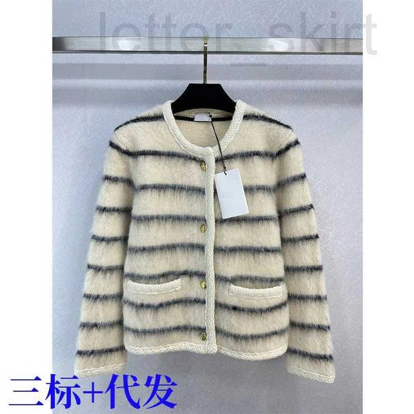 women's fur & faux designer ce2023 early spring new style metal button senior fashionable round neck short pullover hair striped cardig, Black
women's fur & faux designer ce2023 early spring new style metal button senior fashionable round neck short pullover hair striped cardig, Black