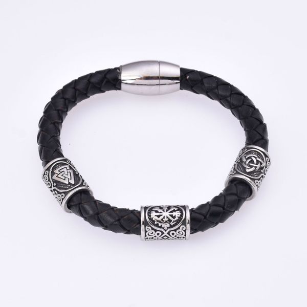 genuine leather cuff bracelet stainless steel viking runes beads bracelets jewelry for men gift, White
genuine leather cuff bracelet stainless steel viking runes beads bracelets jewelry for men gift, White