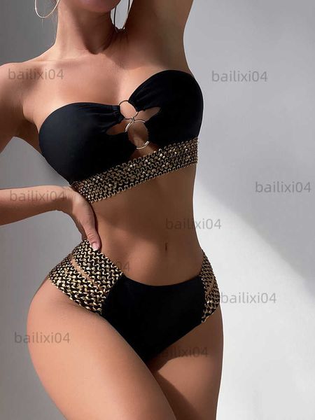 women's swimwear 2023 strapless bikini bandeau swimwear women swimsuit female flash belt bikini set two pieces bathing suit beachwear b, White;black
women's swimwear 2023 strapless bikini bandeau swimwear women swimsuit female flash belt bikini set two pieces bathing suit beachwear b, White;black