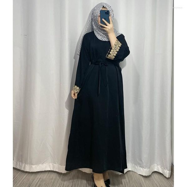 

Ethnic Clothing Muslim Ladies Robe African Dresses For Women Middle East National Costume Solid Color Long Sleeve Embroidery Loose Dress XL