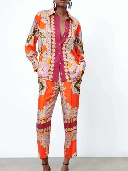 women's sleep lounge 2023 women pajamas 2 piece sets suits vintage print shirts and straight pants suit sleepwear female elegant home
women's sleep lounge 2023 women pajamas 2 piece sets suits vintage print shirts and straight pants suit sleepwear female elegant home