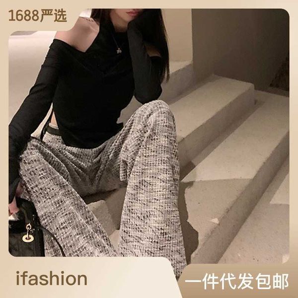 relaxed pants small fragrance medium high waisted wide leg pants with drooping straight casual, Black;white
relaxed pants small fragrance medium high waisted wide leg pants with drooping straight casual, Black;white