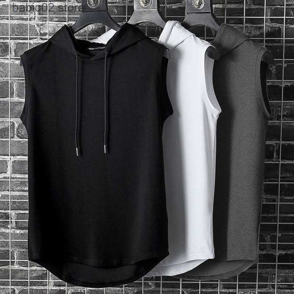 men' tank plus size summer men clothing tank sweatshirt sleeveless hoodie vest workout fitness mens t shirt workout hip hop vest t2, White;black 
men' tank plus size summer men clothing tank sweatshirt sleeveless hoodie vest workout fitness mens t shirt workout hip hop vest t2, White;black