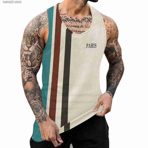 men' tank male striped print vest tank summer casual round neck sleeveless shirt men fitness vest singlet sportswear workout tankt23, White;black
men' tank male striped print vest tank summer casual round neck sleeveless shirt men fitness vest singlet sportswear workout tankt23, White;black