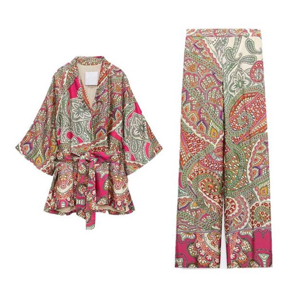 women's sleep lounge retro women's print pajama set 2 pieces with high waist pants loose ladies sleepwear long sleeve kimono belte
women's sleep lounge retro women's print pajama set 2 pieces with high waist pants loose ladies sleepwear long sleeve kimono belte