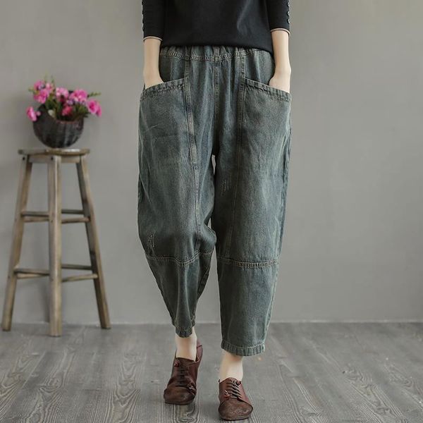 jeans 2021 spring autumn new arts style women elastic waist loose jeans double pocket casual cotton denim harem pants v653, Blue
jeans 2021 spring autumn new arts style women elastic waist loose jeans double pocket casual cotton denim harem pants v653, Blue
