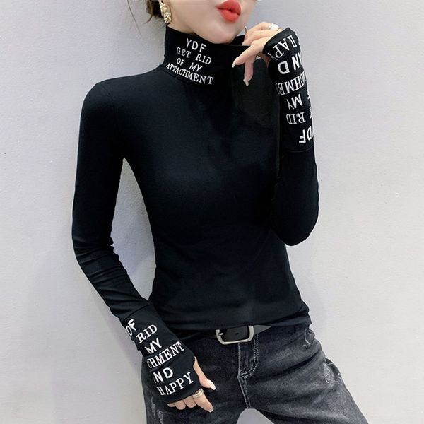 women's tshirt black white long sleeve shirt women letters printed femme elastic harajuku ight urtleneck woman cotton 230417
women's tshirt black white long sleeve shirt women letters printed femme elastic harajuku ight urtleneck woman cotton 230417