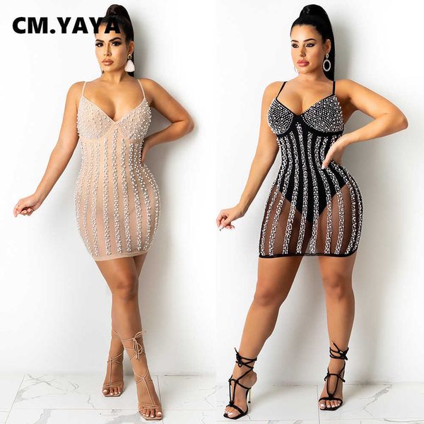 party dresses cmyaya summer seethrough mesh diamonds dress women slim elastic strap mini dresses lady club party night outfit j230417, White;black
party dresses cmyaya summer seethrough mesh diamonds dress women slim elastic strap mini dresses lady club party night outfit j230417, White;black