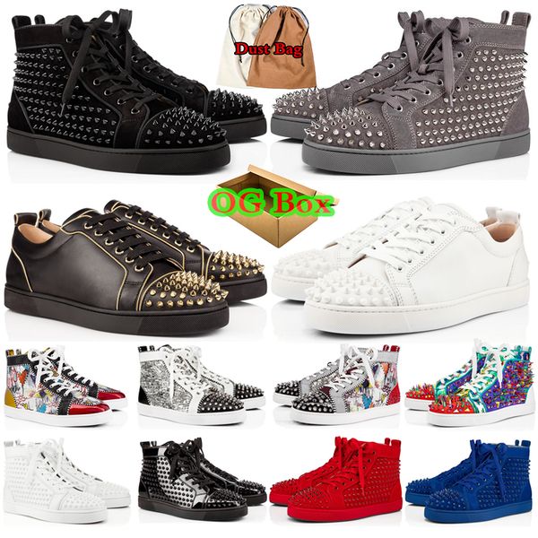 with box designer men red casual shoe women low dress bottoms sneakers for mens womens leather fashion cut leather splike vintage glitter fl, Black
with box designer men red casual shoe women low dress bottoms sneakers for mens womens leather fashion cut leather splike vintage glitter fl, Black