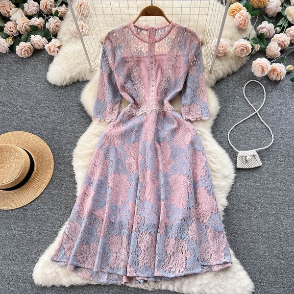 2023 spring/summer new dress heavy industry embroidery lace temperament celebrity dress high sense a-line large swing long dress, Black;gray
2023 spring/summer new dress heavy industry embroidery lace temperament celebrity dress high sense a-line large swing long dress, Black;gray
