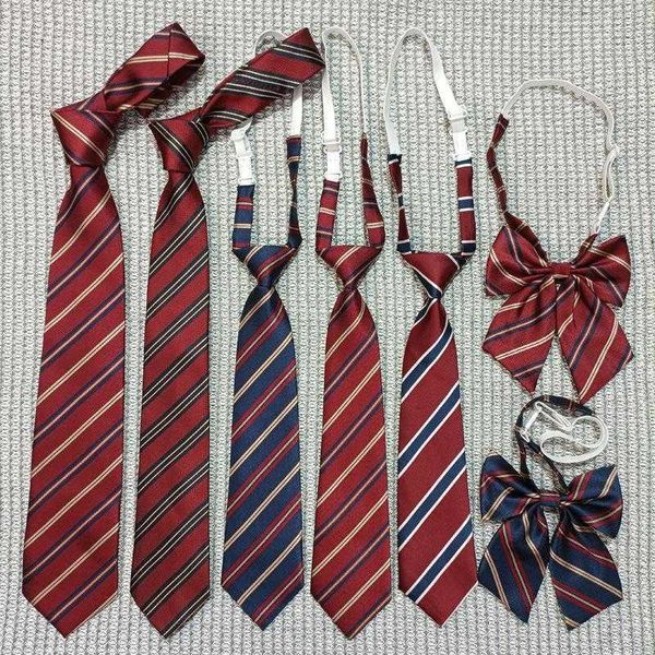red cyanotic gold striped lazy tie bow japanese jk college style graduation p, Black;blue
red cyanotic gold striped lazy tie bow japanese jk college style graduation p, Black;blue