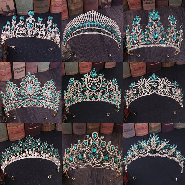 green crystal rhinestone bridal tiaras and crowns for women baroque vintage wedding half diadems hair accessories head (jewelry headpieces), Silver
green crystal rhinestone bridal tiaras and crowns for women baroque vintage wedding half diadems hair accessories head (jewelry headpieces), Silver