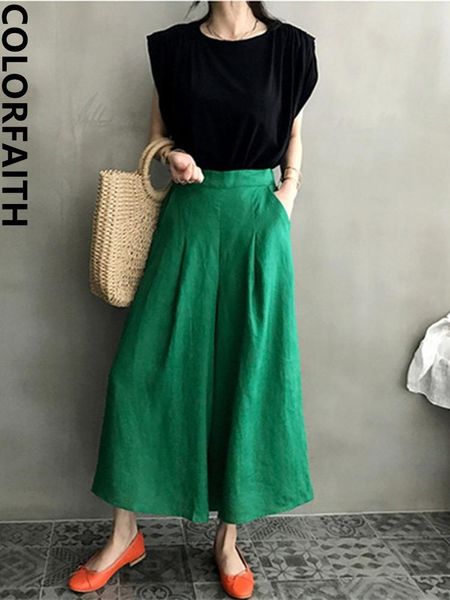 capris colorfaith new 2022 trousers pantskirt high elastic waist cotton and linen wide leg spring summer women anklelength pants p6673, Black;white
capris colorfaith new 2022 trousers pantskirt high elastic waist cotton and linen wide leg spring summer women anklelength pants p6673, Black;white