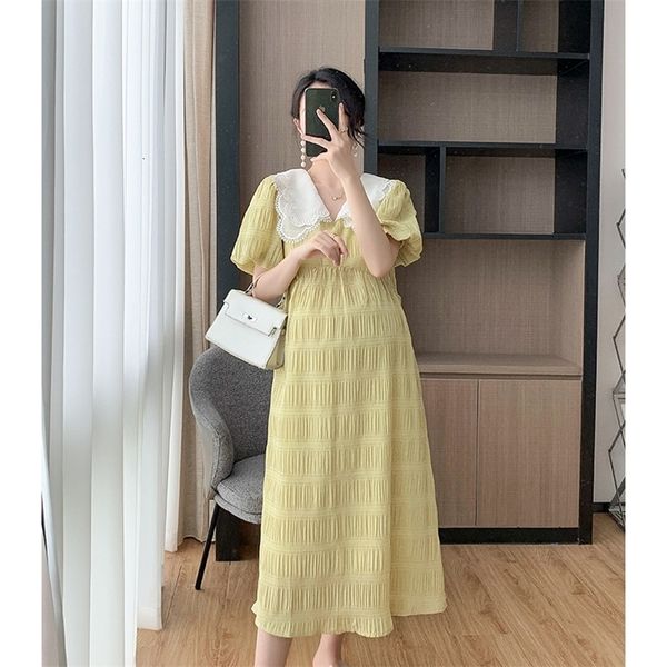 maternity dresses pregnant women summer dress petal collar sweet bubble sleeve temperament high waist dress maternity gown peter pan collar, White
maternity dresses pregnant women summer dress petal collar sweet bubble sleeve temperament high waist dress maternity gown peter pan collar, White