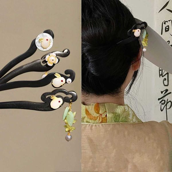hairpins new chinese style jade rabbit wooden hairpin hair sticks vintage temperament tassel hairpin hanfu ancient style exquisite w0417, Golden;silver
hairpins new chinese style jade rabbit wooden hairpin hair sticks vintage temperament tassel hairpin hanfu ancient style exquisite w0417, Golden;silver