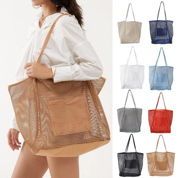 evening bags women beach large capacity shoulder foldable hollow mesh handbag sandproof solid swimming grocery tote 230417
evening bags women beach large capacity shoulder foldable hollow mesh handbag sandproof solid swimming grocery tote 230417