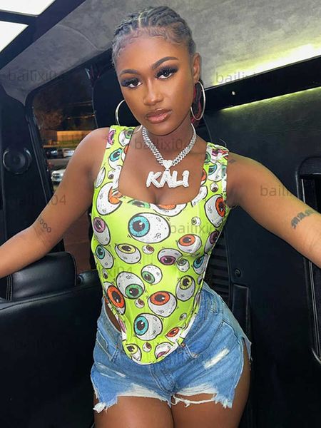 women's tanks camis sifreyr eyes printed slim tank women fashion sleeveless round neck cropped vests summer streetwear y2k bodycon tee, White
women's tanks camis sifreyr eyes printed slim tank women fashion sleeveless round neck cropped vests summer streetwear y2k bodycon tee, White