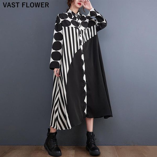 dresses 2022 spring autumn patchwork polka dot shirt dresses for women long sleeve loose casual vintage dress fashion elegant clothing, Black;gray
dresses 2022 spring autumn patchwork polka dot shirt dresses for women long sleeve loose casual vintage dress fashion elegant clothing, Black;gray