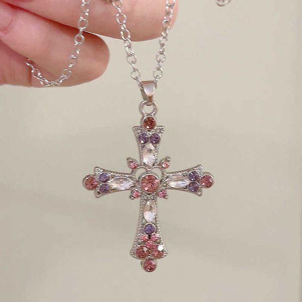 pendant necklaces pink zircon cross pendant jewel necklace fashion gothic punk y2k rhinestone jewellery fashion charm statement women gift z, Silver
pendant necklaces pink zircon cross pendant jewel necklace fashion gothic punk y2k rhinestone jewellery fashion charm statement women gift z, Silver