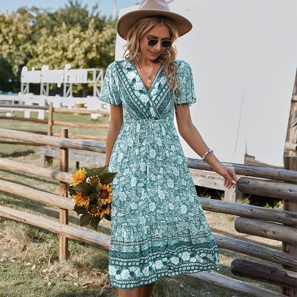 bohemian style midlength womens dress vneck high waist laceup short sleeve onepiece skirts for girl 2023 summer holiday casual dresses flora, Black;gray
bohemian style midlength womens dress vneck high waist laceup short sleeve onepiece skirts for girl 2023 summer holiday casual dresses flora, Black;gray