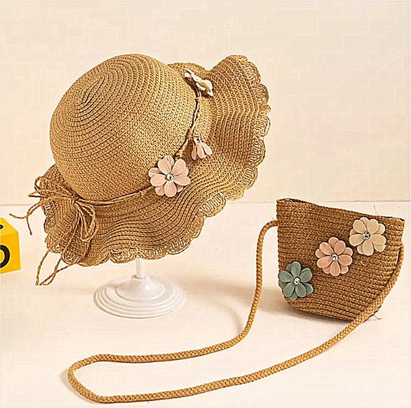 summer ready: 2pcs girls sun protection straw hat & bag set with lace trim & flowers decor, Blue;gray
summer ready: 2pcs girls sun protection straw hat & bag set with lace trim & flowers decor, Blue;gray