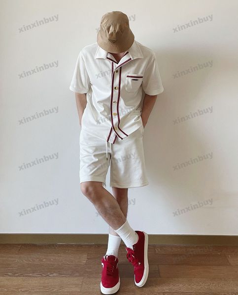 xinxinbuy men designer tee t shirt 23ss paris red stripe letter embroidery short sleeve cotton women black white blue gray xs-l, Black;brown
xinxinbuy men designer tee t shirt 23ss paris red stripe letter embroidery short sleeve cotton women black white blue gray xs-l, Black;brown