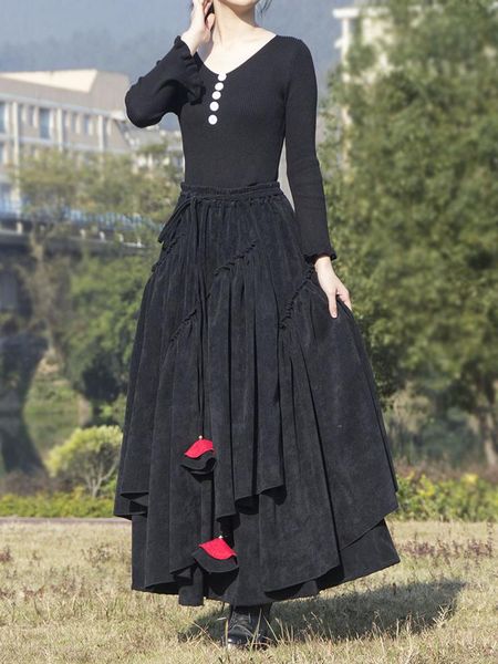 capris spring literary retro women corduroy skirts check irregular hem high waist cotton brushed pleated vintage medieval skirt autumn, Black;white
capris spring literary retro women corduroy skirts check irregular hem high waist cotton brushed pleated vintage medieval skirt autumn, Black;white