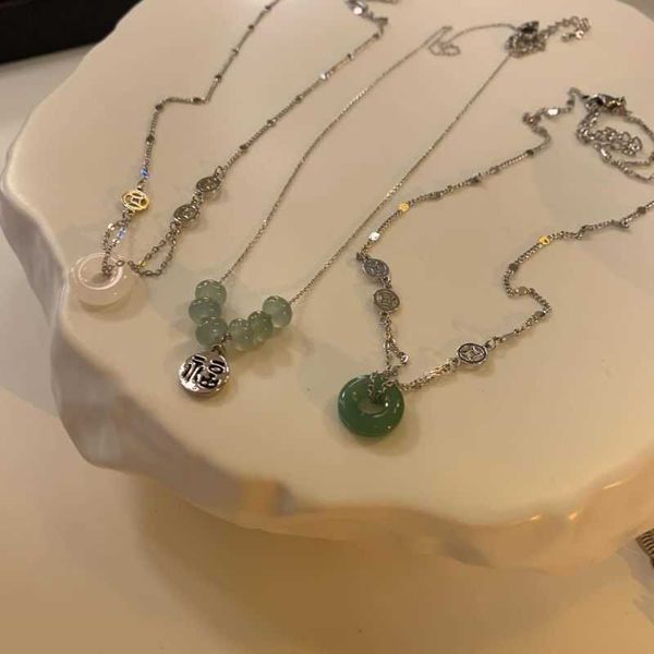 pendant necklaces new chinese style stone buckle necklace 2022 new female minority design sense clavicle chain neck chain aesthetic jewelry, Silver
pendant necklaces new chinese style stone buckle necklace 2022 new female minority design sense clavicle chain neck chain aesthetic jewelry, Silver