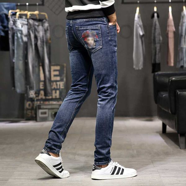 men's jeans designer portrait embroidered jeans men fashion casual pants slim fit small feet wear out korean version 0tk8, Blue
men's jeans designer portrait embroidered jeans men fashion casual pants slim fit small feet wear out korean version 0tk8, Blue