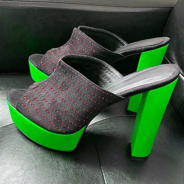 olomm handmade women summer mules sandals faux suede rhinestone chunky heels peep toe pretty blue party shoes size 35 47 52, Black
olomm handmade women summer mules sandals faux suede rhinestone chunky heels peep toe pretty blue party shoes size 35 47 52, Black