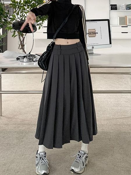 skirts houzhou korean vintage pleated long women autumn low rise preppy style casual aline midi for girls 90s streetwear 230417, Black
skirts houzhou korean vintage pleated long women autumn low rise preppy style casual aline midi for girls 90s streetwear 230417, Black