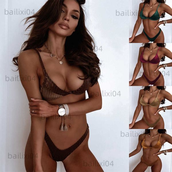 women's swimwear new 2022womens swimming suit solid color bikini quality qold velvet split swimwear women low waist nikini set beach cl, White;black
women's swimwear new 2022womens swimming suit solid color bikini quality qold velvet split swimwear women low waist nikini set beach cl, White;black