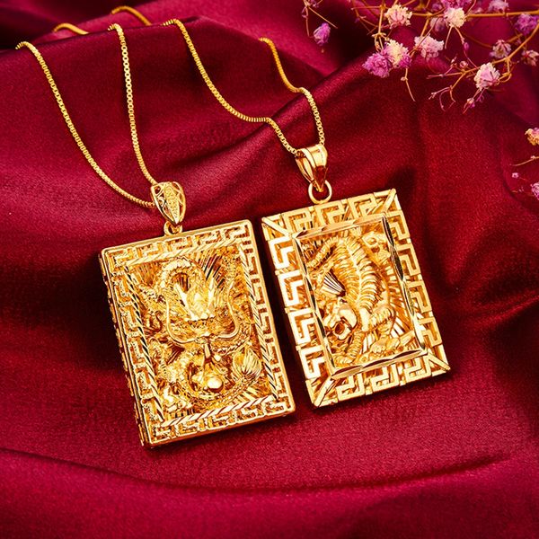 men pendant chain solid dragon/tiger patterned 18k gold color real male jewelry gift, Silver
men pendant chain solid dragon/tiger patterned 18k gold color real male jewelry gift, Silver