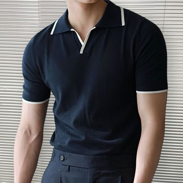 men's polos summer stripe color matching knitted polo shirt personalized slim small v neck lapel short sleeve tshirt knitted 230417, White;black
men's polos summer stripe color matching knitted polo shirt personalized slim small v neck lapel short sleeve tshirt knitted 230417, White;black