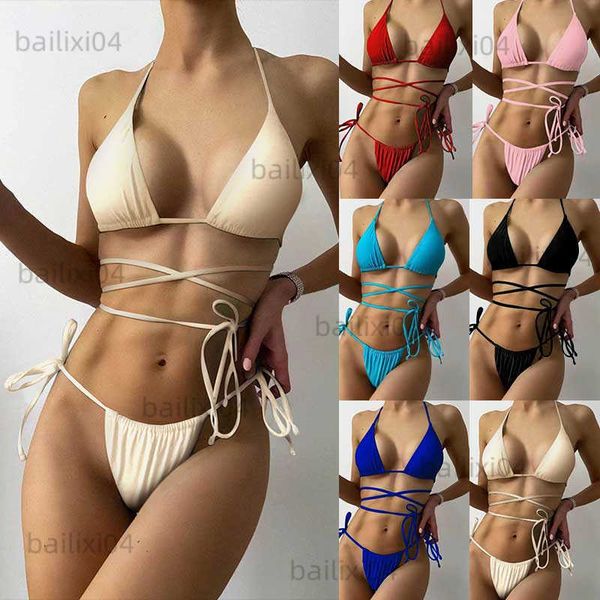 women's swimwear 2022 bikini multicolor brazilian thong swimwear women bandage solid swimsuit micro beachwear swimsuit summer bikini se, White;black
women's swimwear 2022 bikini multicolor brazilian thong swimwear women bandage solid swimsuit micro beachwear swimsuit summer bikini se, White;black