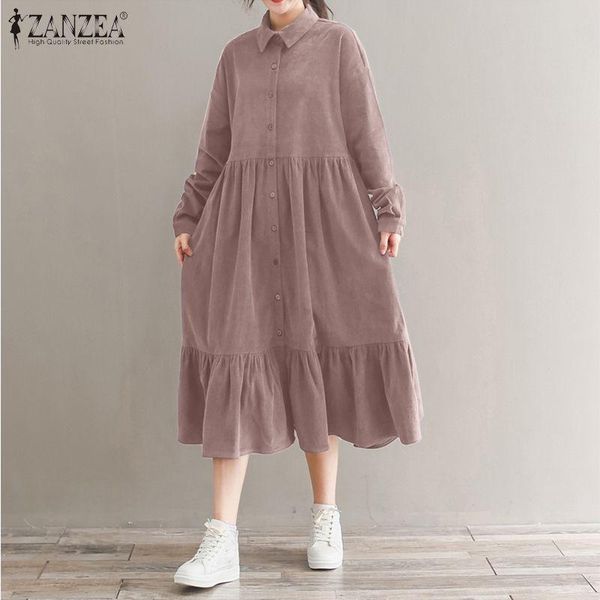 dresses vintage corduroy shirt dress women sundress 2022 zanzea spring casual long sleeve ruffle vestidos female button midi robe, Black;gray
dresses vintage corduroy shirt dress women sundress 2022 zanzea spring casual long sleeve ruffle vestidos female button midi robe, Black;gray