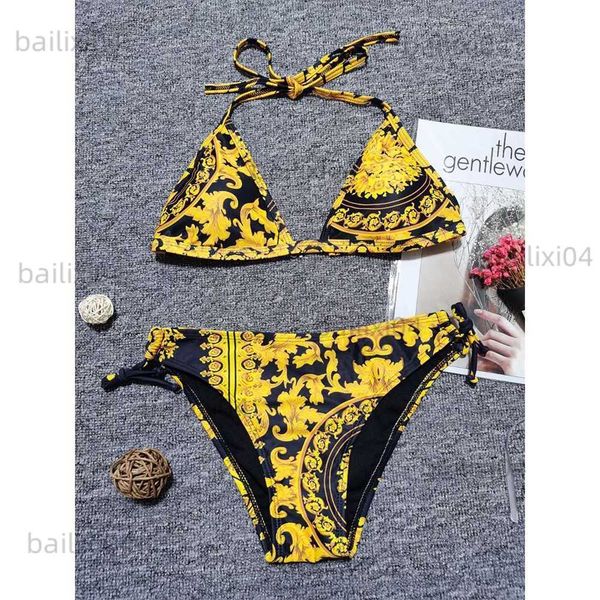 women's swimwear 2022 triangle bikini set vintage print swimsuit women's swimming suit hollow out swimwear t230417, White;black
women's swimwear 2022 triangle bikini set vintage print swimsuit women's swimming suit hollow out swimwear t230417, White;black