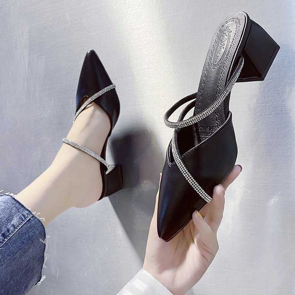 slippers 2023 women's new summer mules slippers sandals female fashion rhinestones pointed square heel outside slippers zapatillas muje, Black
slippers 2023 women's new summer mules slippers sandals female fashion rhinestones pointed square heel outside slippers zapatillas muje, Black
