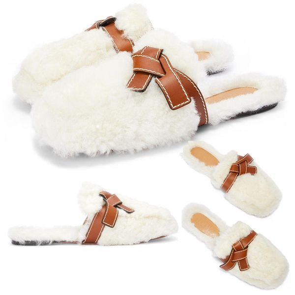 womens slippers high-quality designer gate mule in shearling signature gate knotted strap in leather classic bow tie ladies shoes, Black
womens slippers high-quality designer gate mule in shearling signature gate knotted strap in leather classic bow tie ladies shoes, Black